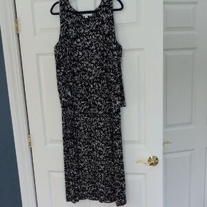 Chico's Black & White Swirl Print Sleeveless Maxi Dress